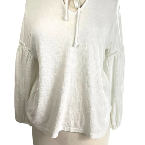 Old Navy Linen White Flowy Shirt Blouse Size L Beach Cover Up Top - Picture 7 of 10